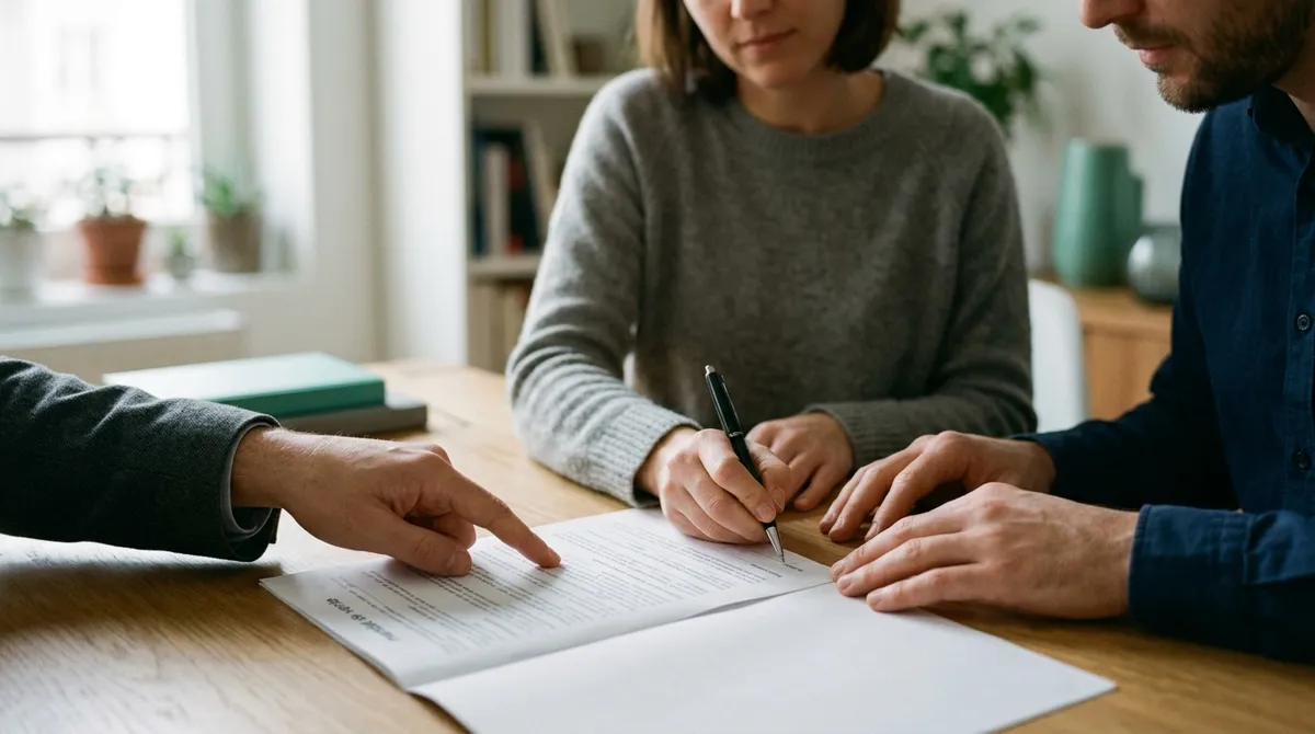 Signature d’un mandat de vente sur une table